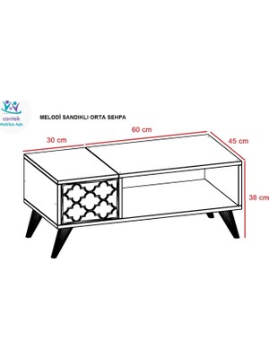 Cantek Dizayn Melodi Sandıklı Orta Sehpa Ceviz-Beyaz