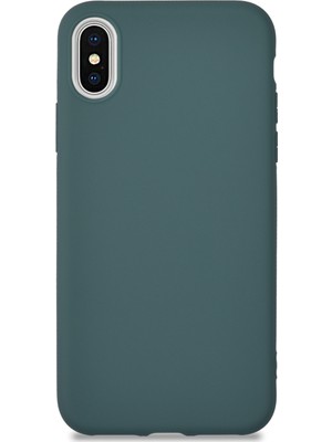 KZY Apple iPhone X Kılıf Kamera Korumalı Premier Silikon Kapak Petrol Mavisi