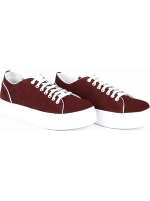 İntiwo  Deri Bordo Kadın Sneaker ITW465CRW