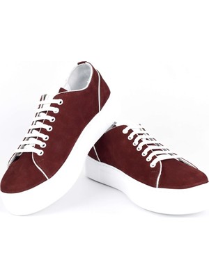 İntiwo  Deri Bordo Kadın Sneaker ITW465CRW