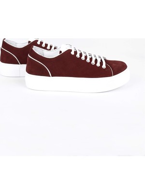 İntiwo  Deri Bordo Kadın Sneaker ITW465CRW