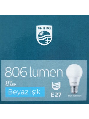 Philips LED Ampul 8 Watt Beyaz Işık Tasarruflu 12 Adet