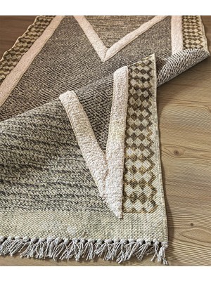 Rugs Modern Rustik Yellow 4009 Bej Haki Iskandinav Stil Kilim