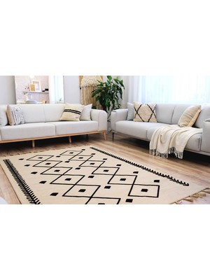 Rugs Modern Ute 5002 Black Kilim Siyah Nakışlı Jüt Natural