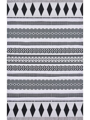 Rugs Modern Rustik Black White 4007 Iskandinav Boho Stil Siyah Beyaz Desenli Kilim