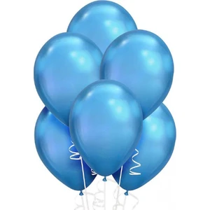 100 Adet Metalize Balon Metalik Balon Mavi 16 Inç