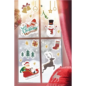 Yılbaşına Özel Kızakta Noel Baba Noel Süsleri Duvar Cam Sticker