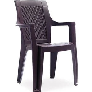 Caka Elegance Rattan Desenli Plastik Koltuk Kahve