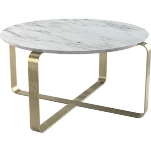 Alonzo Metal Ayak Orta Sehpa Eskitme Pirinç Beyaz Mermer Tabla
