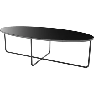 Elips Metal Ayak Orta Sehpa Siyah Statik Füme Cam Tabla