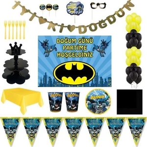 Parti Furyası Batman Lüks Doğum Günü Parti Malzemeleri Afişli Set 24 Kişilik
