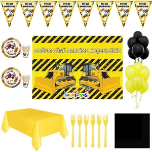 Parti Furyası Inşaat Afişli Doğum Günü Parti Süsleri 16 Kişilik