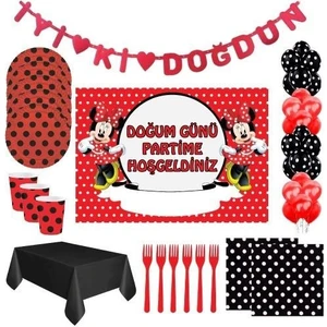 Minnie Mouse Afişli Doğum Günü Parti Süsleri 8 Kişilik
