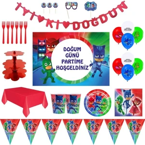 Pj Masks Pijamaskeliler Lüks Doğum Günü Parti Malzemeleri Afişli Set 8 Kişilik
