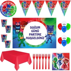 Pj Masks Pijamaskeliler Afişli Doğum Günü Parti Süsleri 8 Kişilik