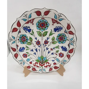 Sultan Çini 25 cm El Emeği Desenli Duvar Tabağı
