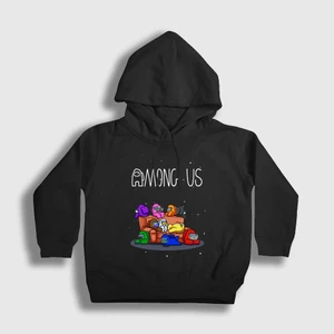 Unisex Çocuk Siyah Couch Among Us Kapüşonlu Sweatshirt
