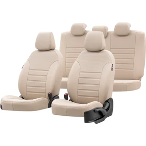 Seat Leon 2006-2012 Özel Üretim Koltuk Kılıfı New York Design Bej