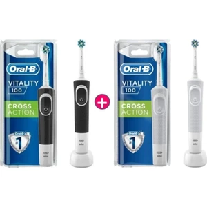 D100 Vitality Cross Action Siyah + Beyaz  Elektrikli Diş Fırçası