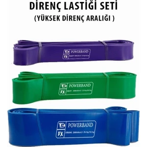 Powerband Direnç Lastiği ve Egzersiz Bandı Yüksek Direnç Seti 3 Adet