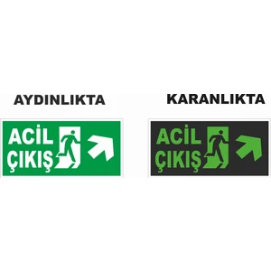 Acil Çıkış Sağ Yukarı Fosforlu Levhası