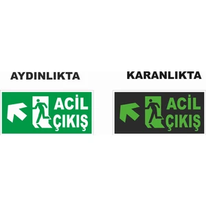 Acil Çıkış Sol Yukarı Fosforlu Levhası