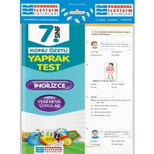 Evrensel İletişim Yayınları 7.Sınıf  İngilizce Yaprak Test