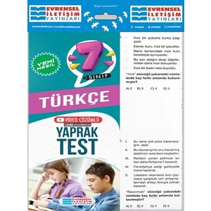 Evrensel İletişim Yayınları 7.Sınıf  Türkçe Yeni Nesil Yaprak Test