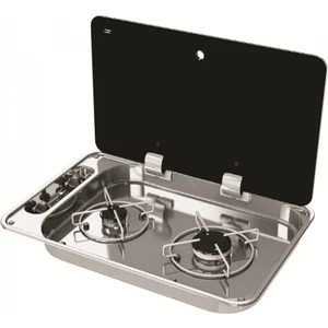 Dikdörtgen Cam Kapaklı Çift Gözlü Ocak