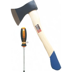 Bhd Ağaç Saplı Balta Nacak Çekiç Balta 600 gr Somafix Panzar Duz Tornavida 6X125 mm