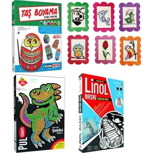 Taş Boyama+Etamin Sanatı+Pul Sanatı+Linol Baskı (4'lü Set)