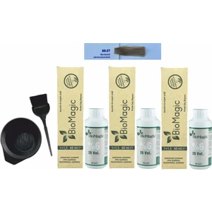 Biomagic Amonyaksız Organik Keratin+Argan Yağlı Saç Boyası 88.07 Altın Karamel 60 ml x 3 +90 ml Oksidan+Boyama Seti