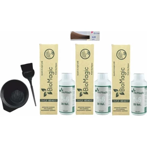 Biomagic Amonyaksız Organik Keratin+Argan Yağlı Saç Boyası 4.03 Kakao 60 ml x 3 +90 ml Oksidan+Boyama Seti
