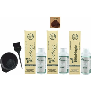 Biomagic Amonyaksız Organik Keratin+Argan Yağlı Saç Boyası 66.43 Koyu Kumral Kızıl Bakır 60 ml x 3 +90 ml Oksidan+Boyama Seti