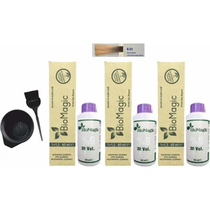 Biomagic Amonyaksız Organik Keratin+Argan Yağlı Saç Boyası 8.03 Açık Karamel 60 ml x 3 +90 ml Oksidan+Boyama Seti