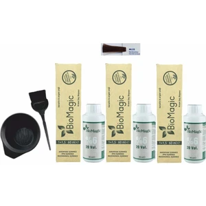 Biomagic Amonyaksız Organik Keratin+Argan Yağlı Saç Boyası 66.33 Koyu Kumral Dore 60 ml x 3 +90 ml Oksidan+Boyama Seti