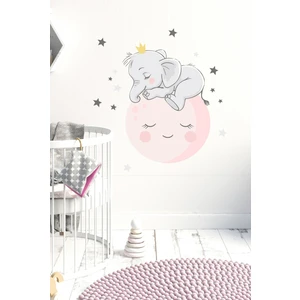 Kt Decoration Uykucu Fil ile Ay Duvar Sticker Seti