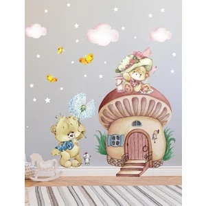 Kt Decoration Mantar Ev ve Sevimli Ayıcıklar Duvar Sticker Seti