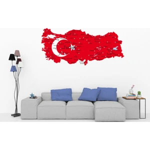 Kt Decoration Türkiye Siyasi Haritası Iller ve Denizler Modern Duvar Sticker