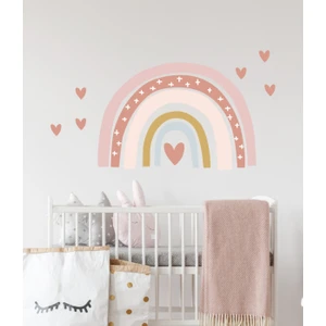 Kt Decoration Soft Renk Kalpli Gökkuşağı Duvar Sticker Seti