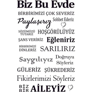 Kt Decoration Ev Kuralları Siyah Yazı Dekoratif Çok Amaçlı Duvar Sticker 45 Cm.