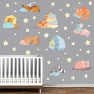 Kt Decoration Uyuyan Şirin Hayvanlar Xxl Dev Duvar Sticker