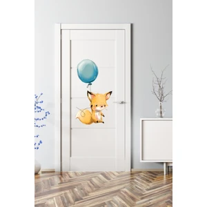 Kt Decoration Balonlu Sevimli Tilki Kapı Duvar Dolap Sticker Seti