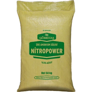 Nitropower Bitki Besini Üre Amonyum Sulfat Demir Suda Çözünür Kükürt %33 Azot Gübresi 50 Kg