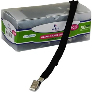 Metal Klipsli Askı İpi Siyah 50'li