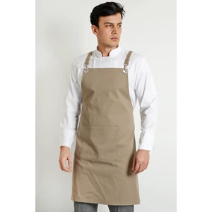 Moda Canel Chef Önlük Askılı Boyundan Bağlamalı Bej