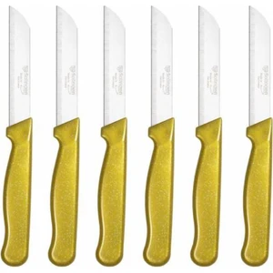 Meyve ve Sebze Bıçağı Tırtıklı 6 Adet Simli Gold