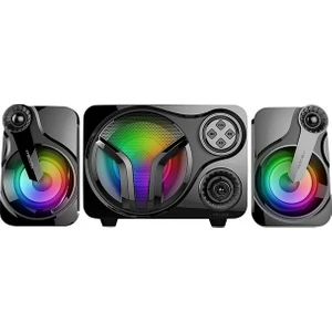 MD-BT28 5W+3W×2 Siyah LED Işıklı Speaker