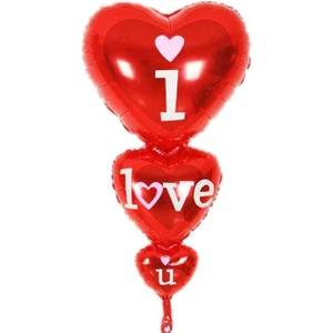 Parti Furyası Folyo Balon 3lü Kalp I Love You 45X86 cm