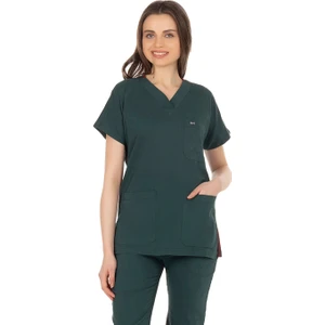 Yarasa Kol Likralı Avcı Yeşili Doktor / Hemşire Forması